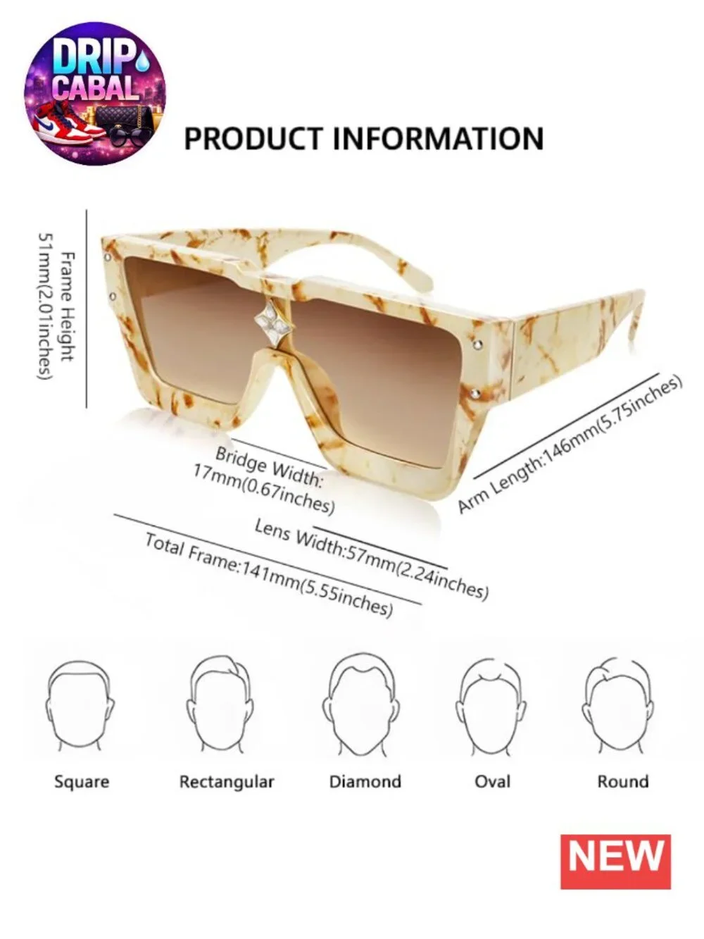 Retro 90s Rimless Square Sunglasses Polarized UV Protection